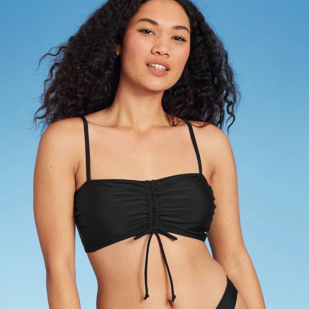 Xhilaration Black Ruched Bikini Top NWT